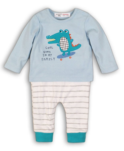 Minoti Boys Top And Trousers Set Dino Blue (0-12mths)