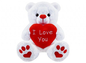I Love You Bear With Love Heart Soft Toy White 10In