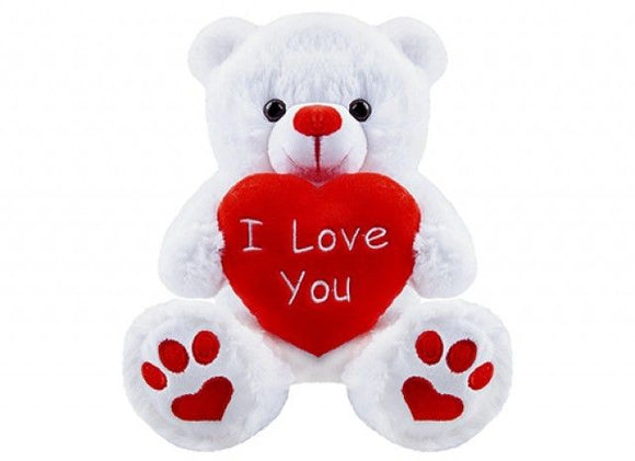 I Love You Bear With Love Heart Soft Toy White 7In