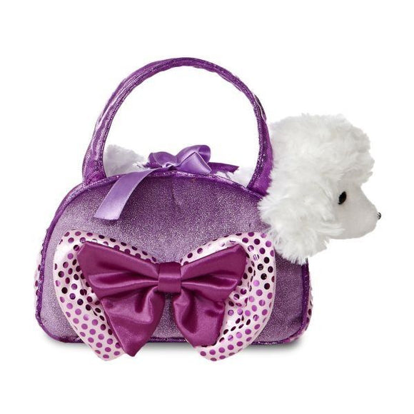 Aurora World Fancy Pal Poodle Purple With Bow Soft Toy 8In