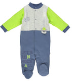 Bebetto Colour Block Sleepsuit Bear Blue Green (3-9mths)