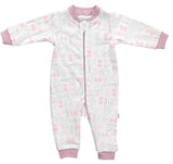 Bebetto Zip Cotton Sleepsuit Giraffe Pink (0-12mths)