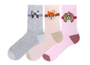 Girls Cotton Rich Ankle Sports Socks 3Pk (2-10yrs)