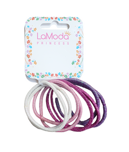 LaModa Princess Round Ponytailers Purple Metal Free 8Pk