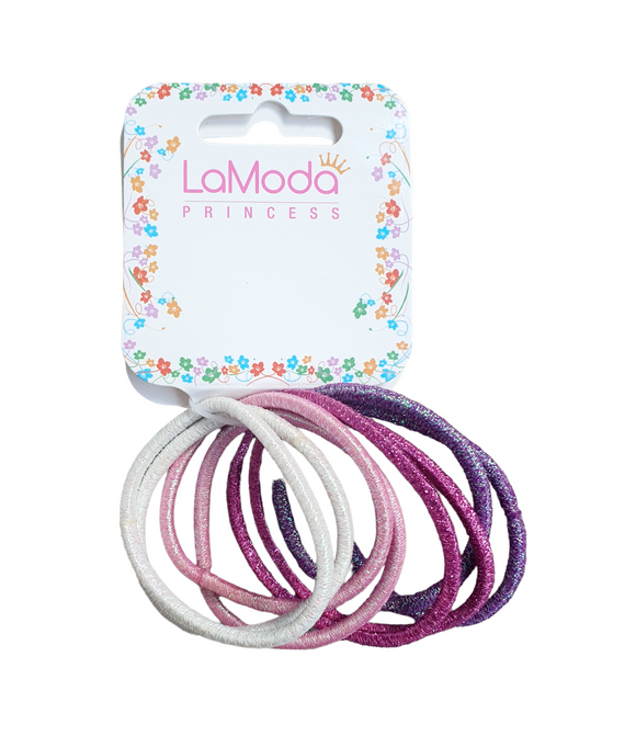 LaModa Princess Round Ponytailers Purple Metal Free 8Pk