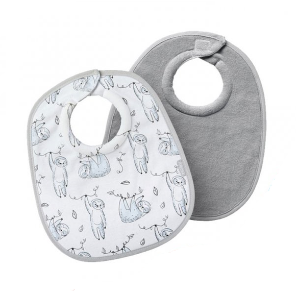 Nuby Snug N'Dry Organic Cotton Bib Twin Pack Grey
