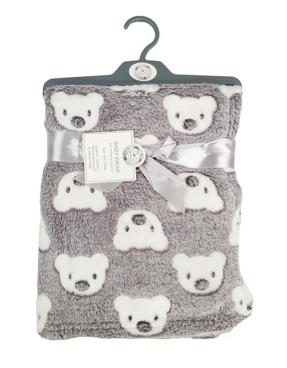 Baby Blanket Fleece Bears Grey
