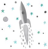 Tresxics Rocket and Stars Wall Stickers Grey