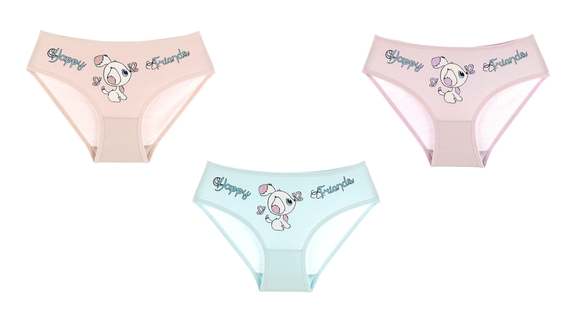 Girls Briefs Happy Friends 3Pk (4-9yrs)