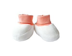 Baby Plush Soft Booties Ivory with Orange (0-6mths)