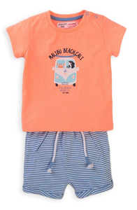 Minoti Boys T-shirt And Shorts Set Fluo Orange (3-12mths)