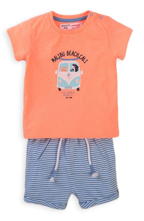 Minoti Boys T-shirt And Shorts Set Fluo Orange (3-12mths)