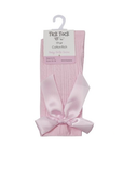 Baby Girl Knee High Socks Satin Bow Pink