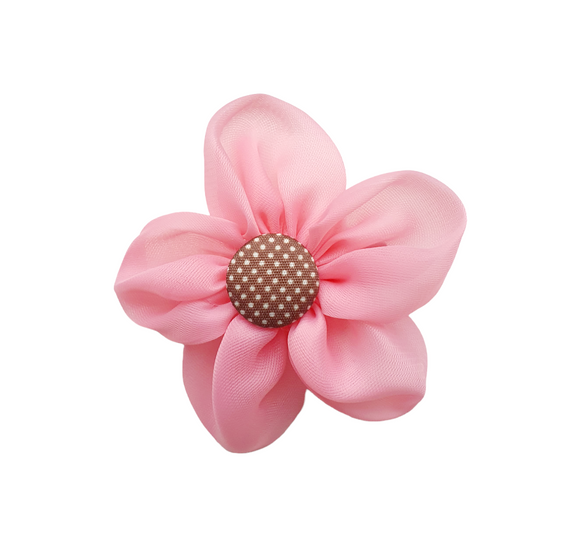Organza Flower Hair Clip Pink Handmade