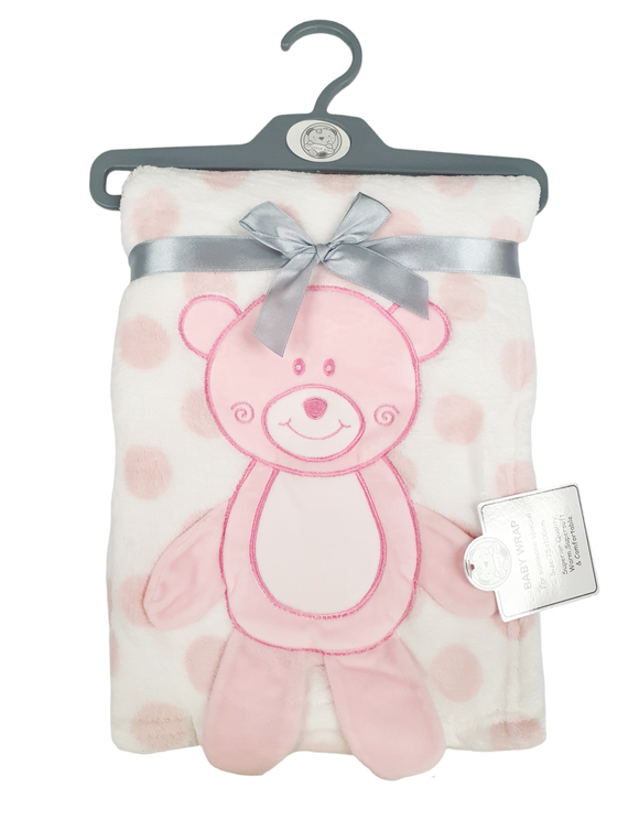 Baby Blanket Fleece Bear Pink