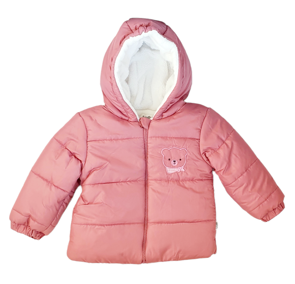 Bebetto Puffa Jacket Pink Bear (9mths-3yrs)