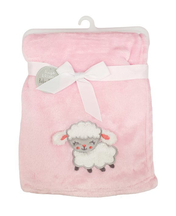 Baby Blanket Fleece Sheep Pink