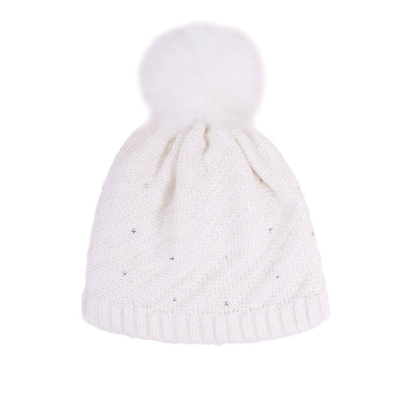 Pom Pom Girls Winter Hat Cream (6-8yrs)