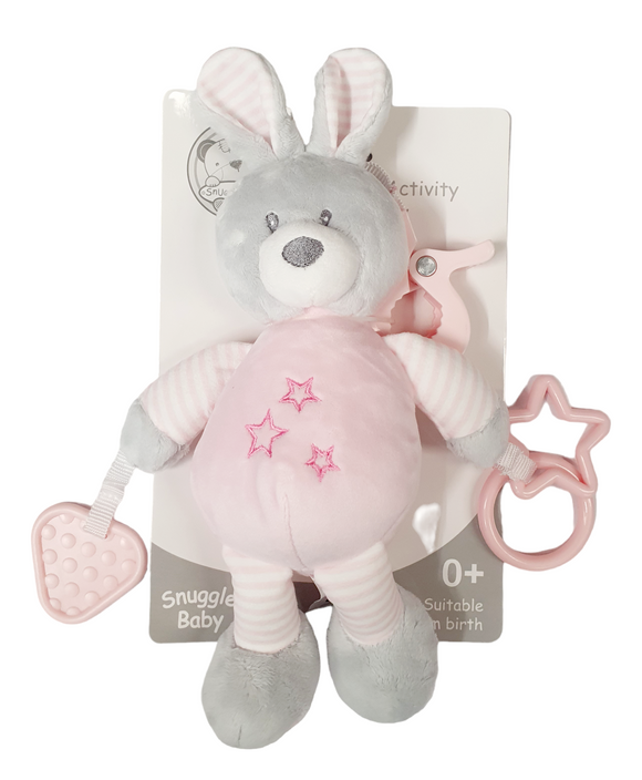 Snuggle Baby Pink Bunny Clip On Pram Toy
