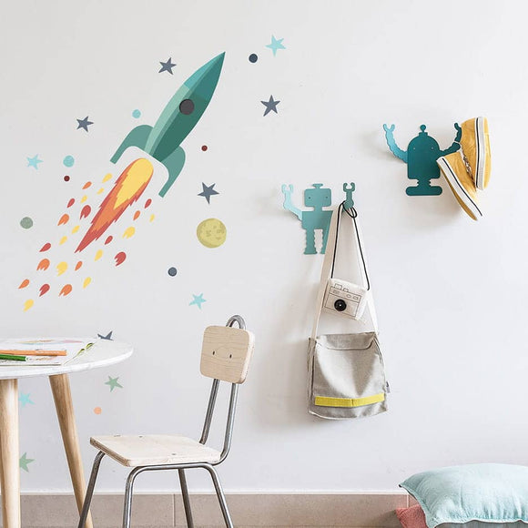 Tresxics Rocket and Stars Wall Stickers Turquoise