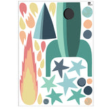 Tresxics Rocket and Stars Wall Stickers Turquoise