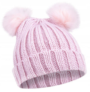 Double Pom Pom Girls Winter Hat Pink (4-6yrs)