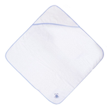 Baby Hooded Square Towel White With Blue Embroidery 90/90cm