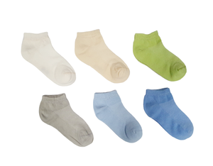 Little Team Cotton Rich Trainer Socks 6Pk Blue Plain (3-4yrs)