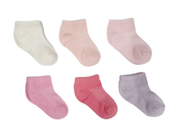 Little Team Cotton Rich Trainer Socks 6Pk Pink Plain (0-12mths)