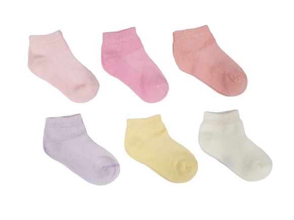 Little Team Cotton Rich Trainer Socks 6Pk Pink Plain (0-6yrs)