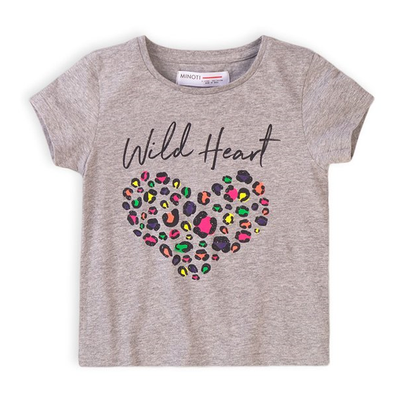 Minoti Girls T-shirt Wild Heart Grey (3-6yrs)