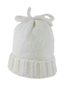 Baby Knitted Hat Plain White (3-6mths)