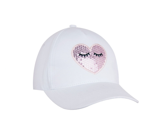 Yo Club Girls Baseball Hat Sequin Heart White (5yrs+)