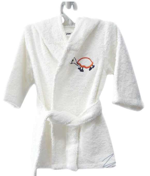 Bath Towelling Robe Hooded With Embroidery White (2yrs)