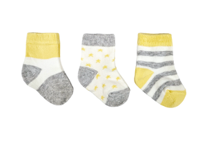 Bebetto Baby Boy Ankle Socks Stars and Stripes 3Pk Yellow (0-3mths)