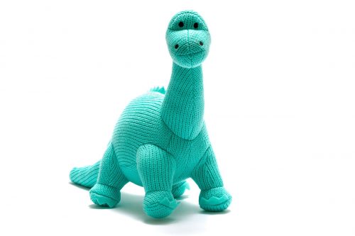 Best Years Knitted Diplodocus Dinosaur Soft Toy Teal