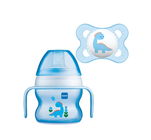 MAM Starter Cup With Handles And Soother 150ml Blue 4+m