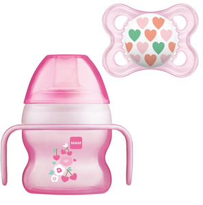MAM Starter Cup With Handles And Soother 150ml Pink 4+m