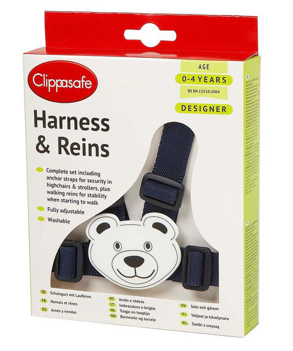 Clippasafe Harness And Reins Teddy Bear Navy