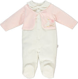 Bebetto Baby Girl Velour Sleepsuit Pink Ivory (3-9mths)