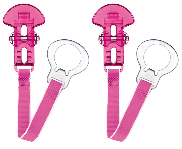 MAM Soother Clip Pink Clear 2Pk