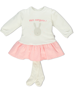 Bebetto Dress And Tights Set Pink/Ivory (6mths-2yrs)