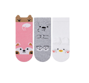 Girls Cute Animals 3D Ankle Socks 3Pk