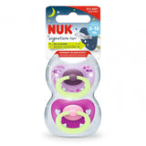 NUK Signa Night Silicone Soother 2-Pack Pink 6-18m