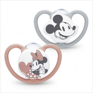 NUK Space Silicone Soother 2-Pack Mickey & Minnie Red 0-6m