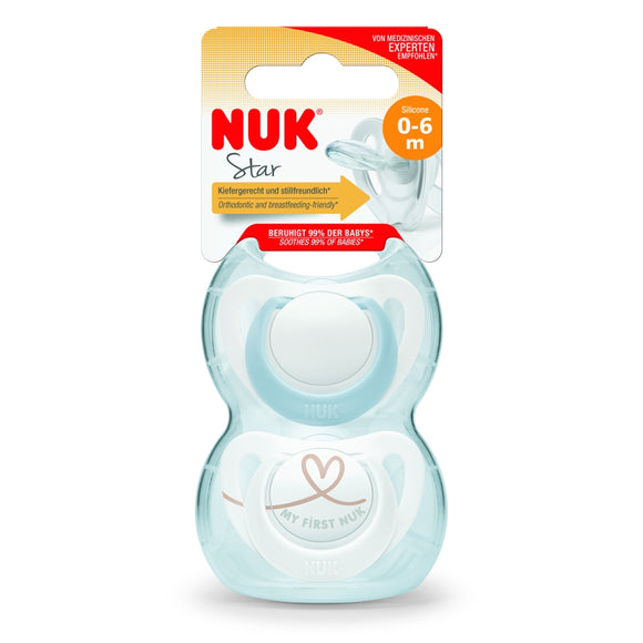 NUK Star Silicone Soother 2-Pack Blue 0-6m