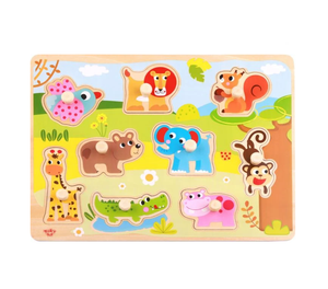 Tooky Toy Wooden Animals Peg Puzzle