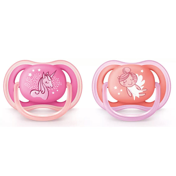Philips Avent Ultra Air Silicone Soother 2-Pack Pink 6-18m