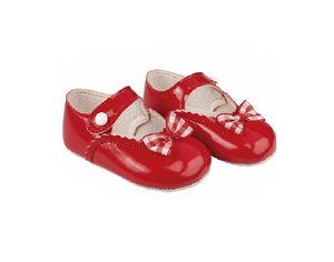 Baypods Patent Gingham Bow Pre-walker Shoes Red