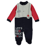Bebetto Baby Boy Sleepsuit Bear Navy/Red (3-9mths)